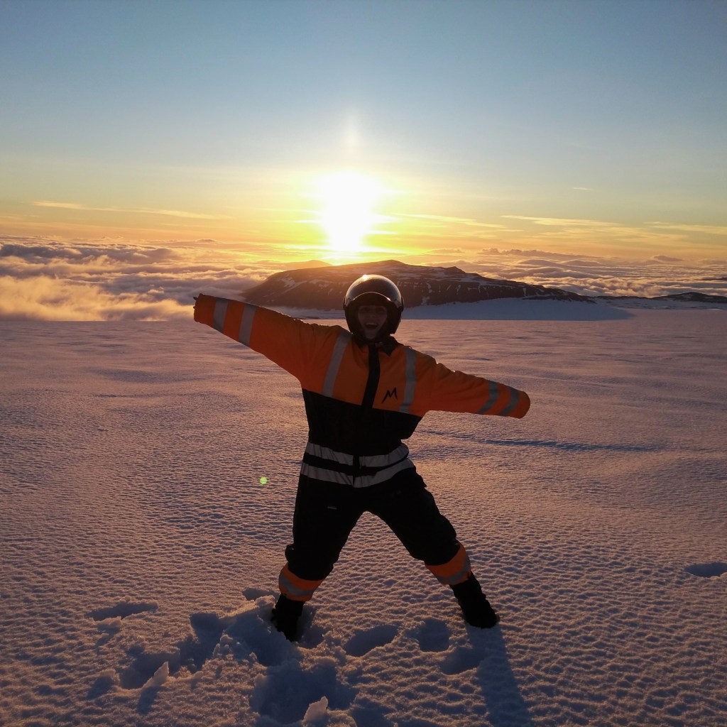 Rebecca on Langjökull in Iceland, June 2018